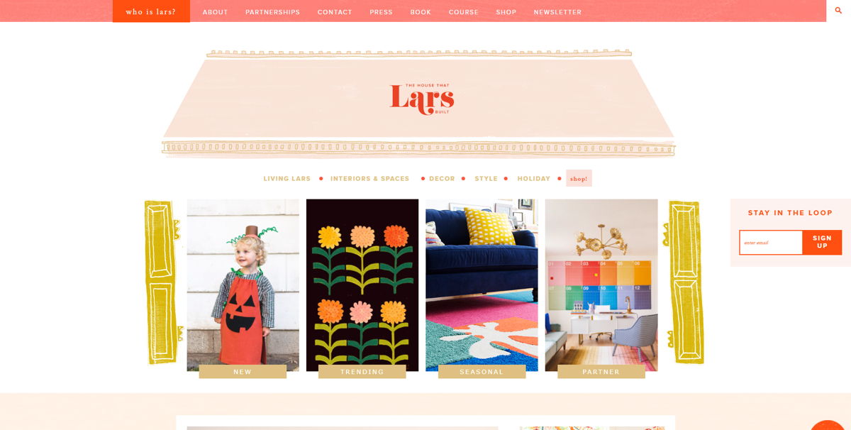 Screenshot of The House That Lars Built, from the blog design examples collection.