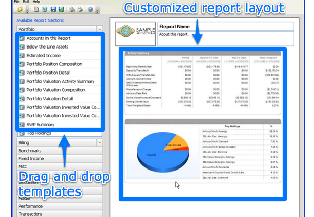 Customizable report generator with easy drag and drop interface