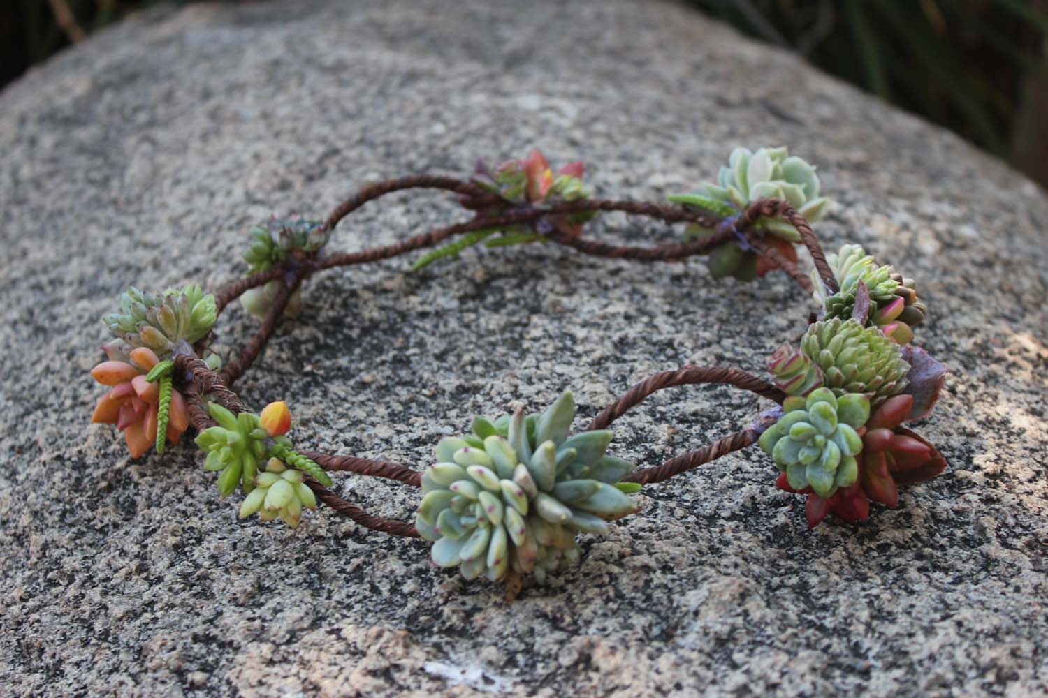 succulent crown wedding bride flower girl bridesmaid