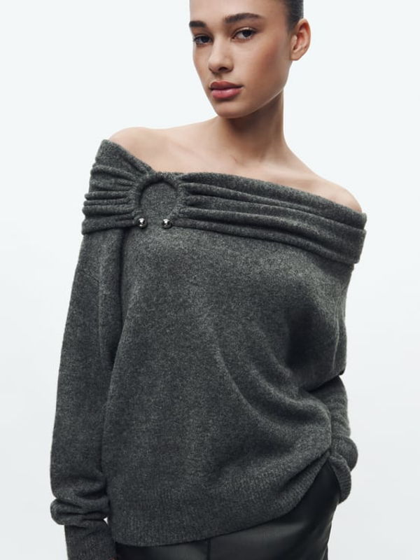 DRAPED KNIT SWEATER