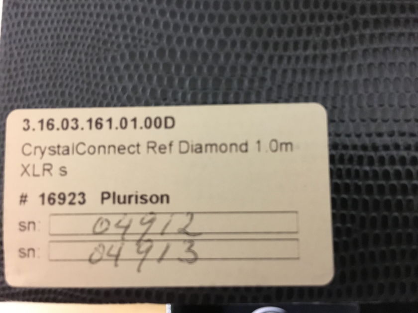 Crystal Cable  CrystalConnect Reference Diamond 1mt. XLR , Super Cables! Price Drop!!!