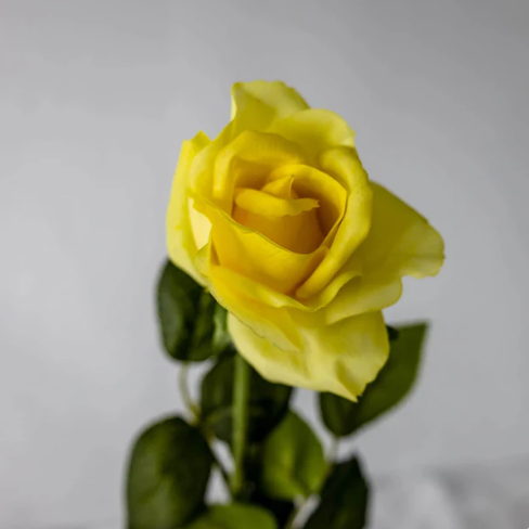 Yellow Real Touch Open Bloom Rose - Realistic Artificial Flowers - Image 2