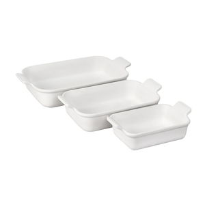Heritage 3-Piece Rectangular Baking Dish Set, Color: White