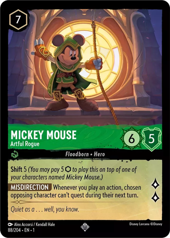 Mickey Mouse card from Disney's Lorcana: The First Chapter.