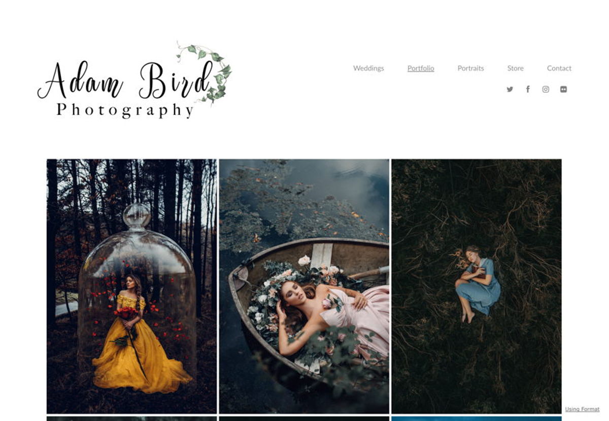Screenshot of Adam Bird Photography, from the wedding photography websites collection.