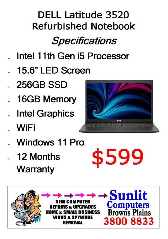 Dell Latitude 3520 Refurbished Notebook (15.6” model)