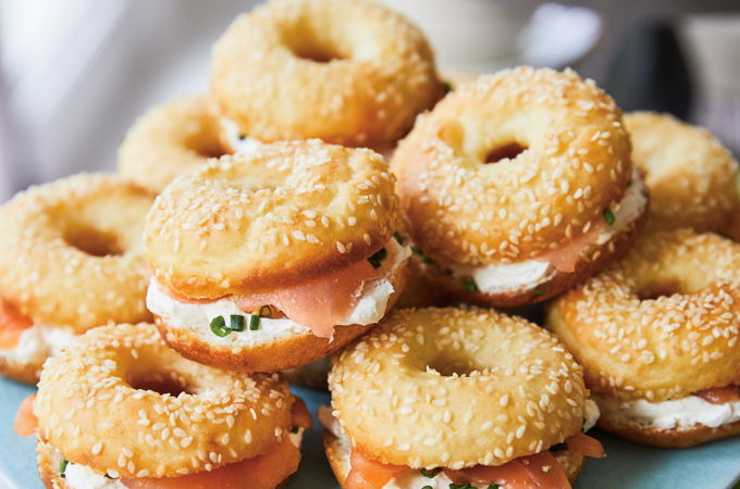 Mini Bagels with Smoked Salmon