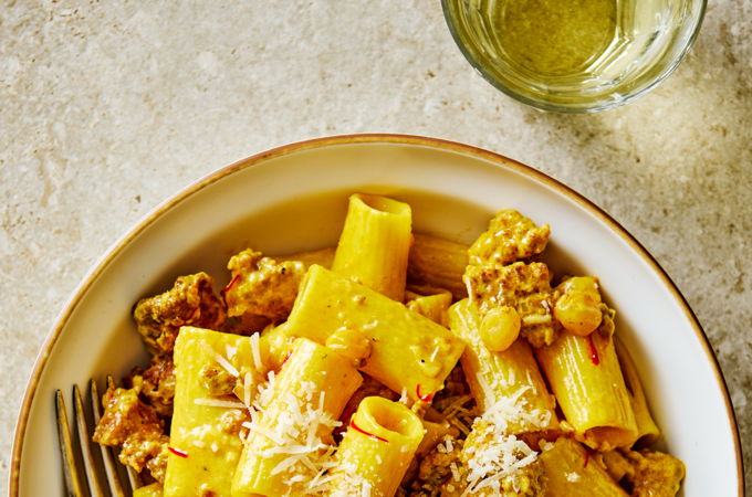 Pâtes aux saucisses italiennes et au safran