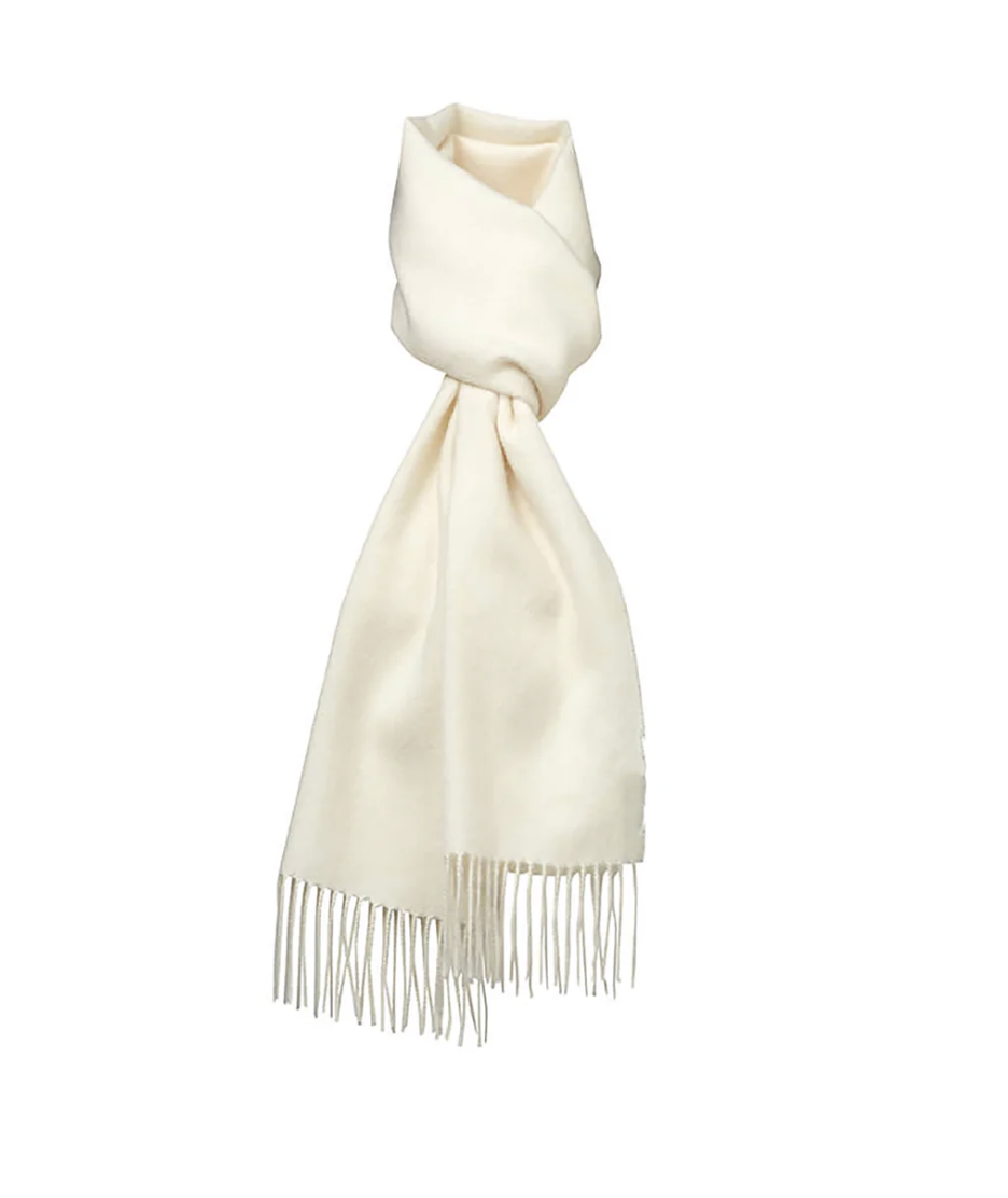 Stick and Ball Woven Alpaca Scarf in White