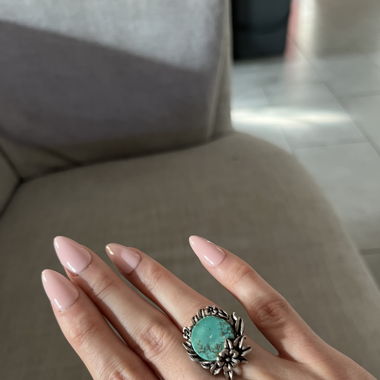 Silver ring with Neyshabur turquoise stone  