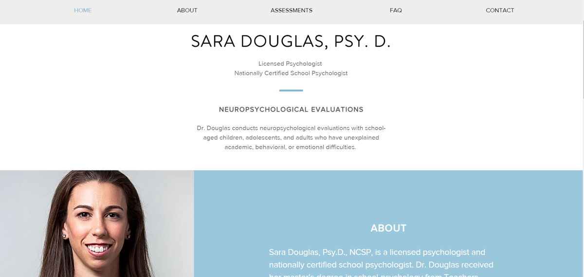 Screenshot of Sara Douglas , from the therapist websites collection.