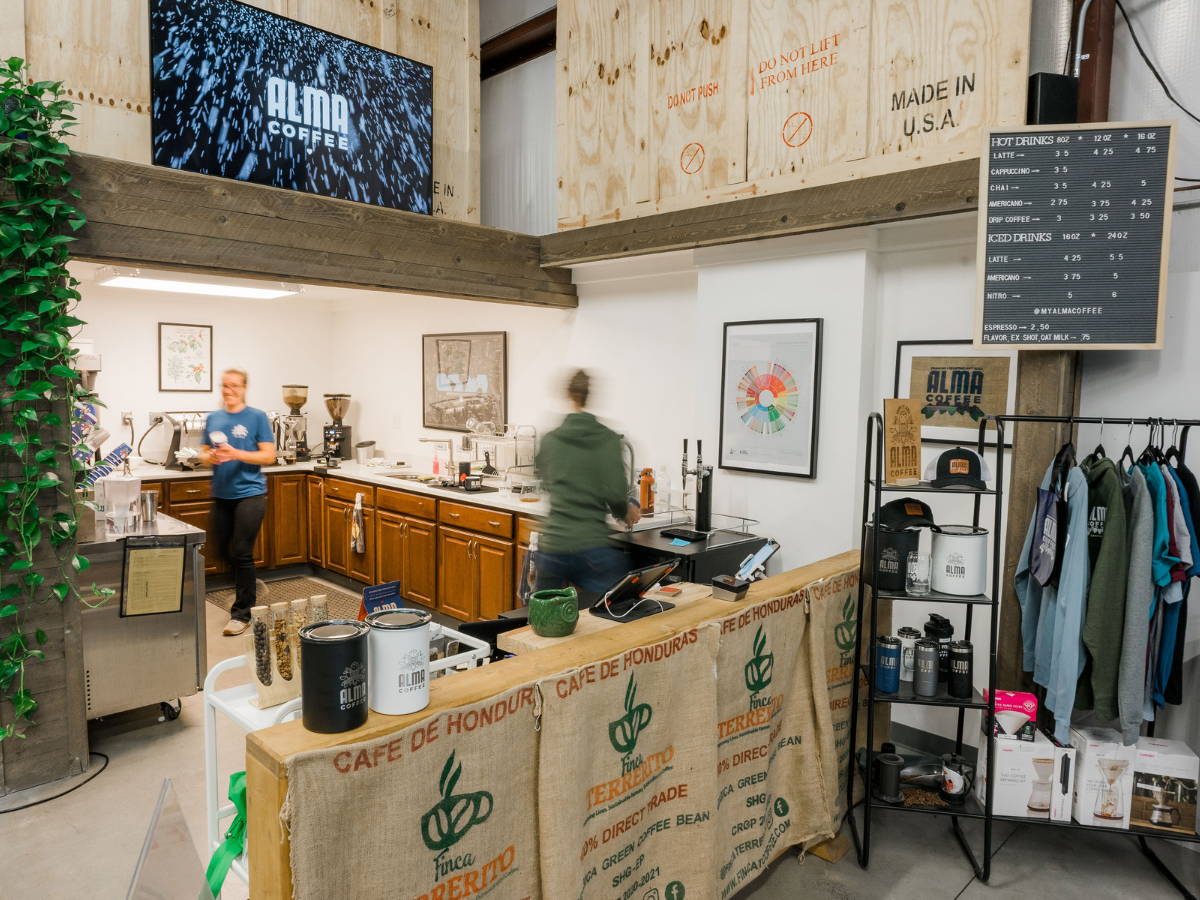 Entrance to Alma Coffee's Café space