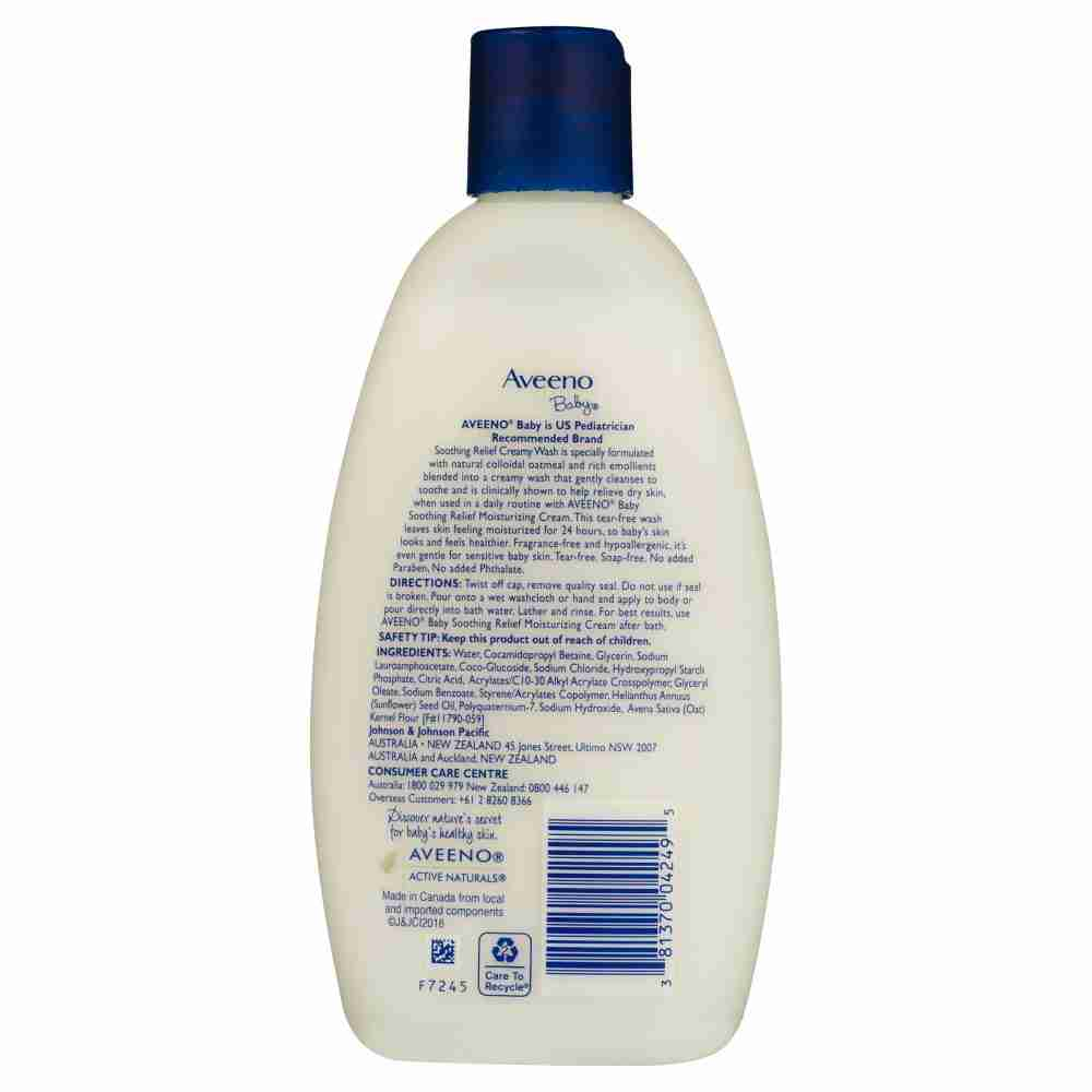 Aveeno Baby Soothing Relief Fragrance Free Creamy Body Wash 236Ml - Image 2