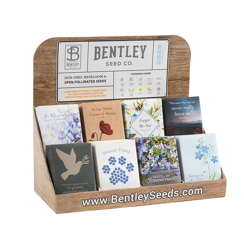 Bentley Seeds 250 memorial funeral favor packet display