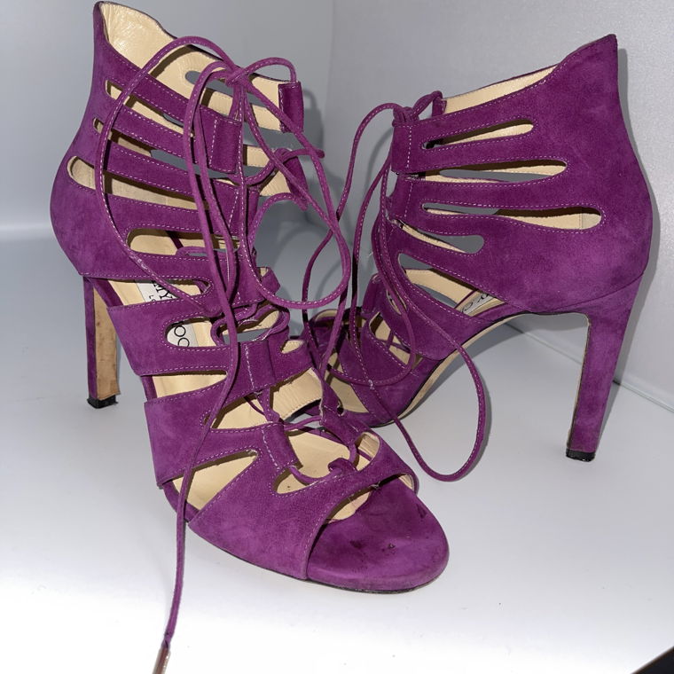 Jimmy Choo purple suede lace up heels Size 40