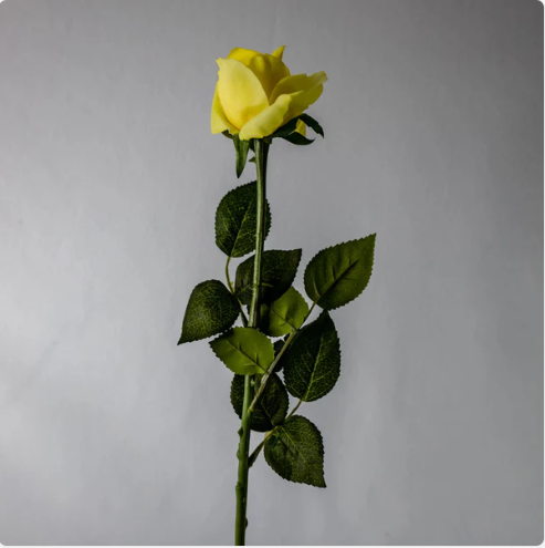 Yellow Real Touch Open Bloom Rose - Realistic Artificial Flowers - Image 4