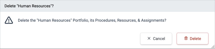 Delete Portfolio confirmation dialog