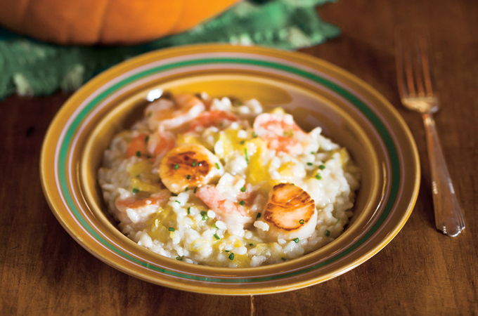 Risotto à la citrouille et aux fruits de mer