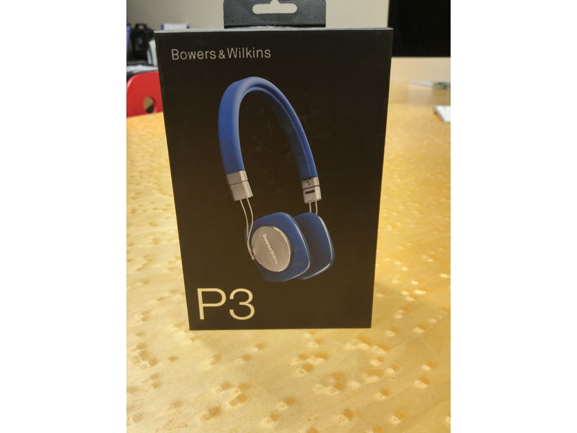 BOWERS & WILKINS P3 HEADPHONES-BLUE OVER THE EAR HEADPHONES "BRAND NEW IN THE BOX"