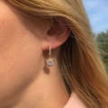 rose gold earrings on the ear