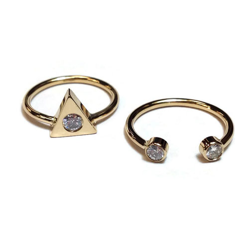 2 yellow gold rings with diamonds polished and cleaned