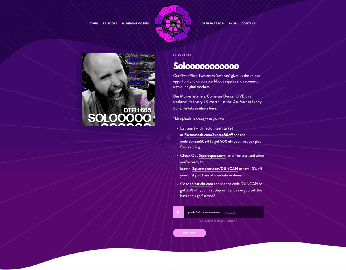 Screenshot of Duncan Trussell Family Hour , from the celebrity websites collection.