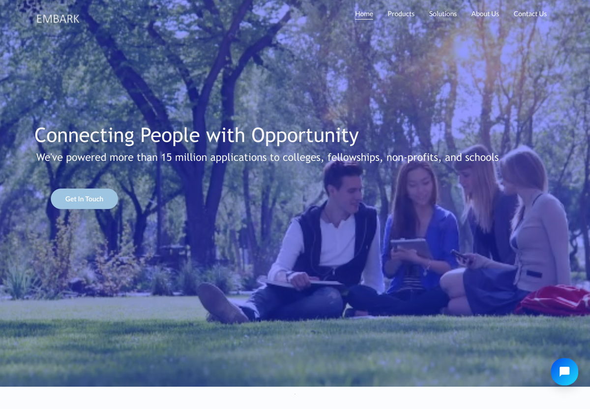 Screenshot of Embark, from the nonprofit & charity websites collection.