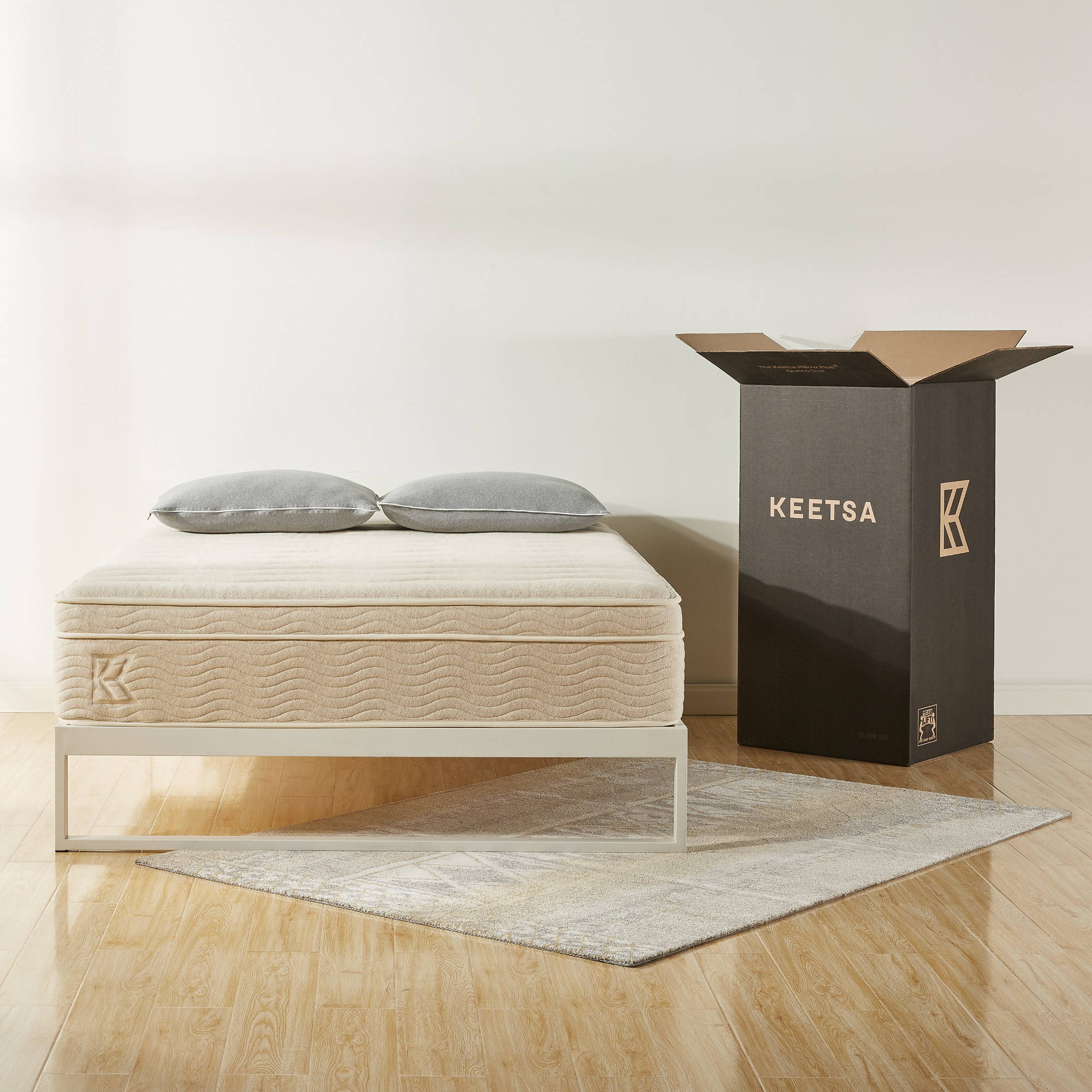The Keetsa Tea Leaf Classic Mattress in bedroom.