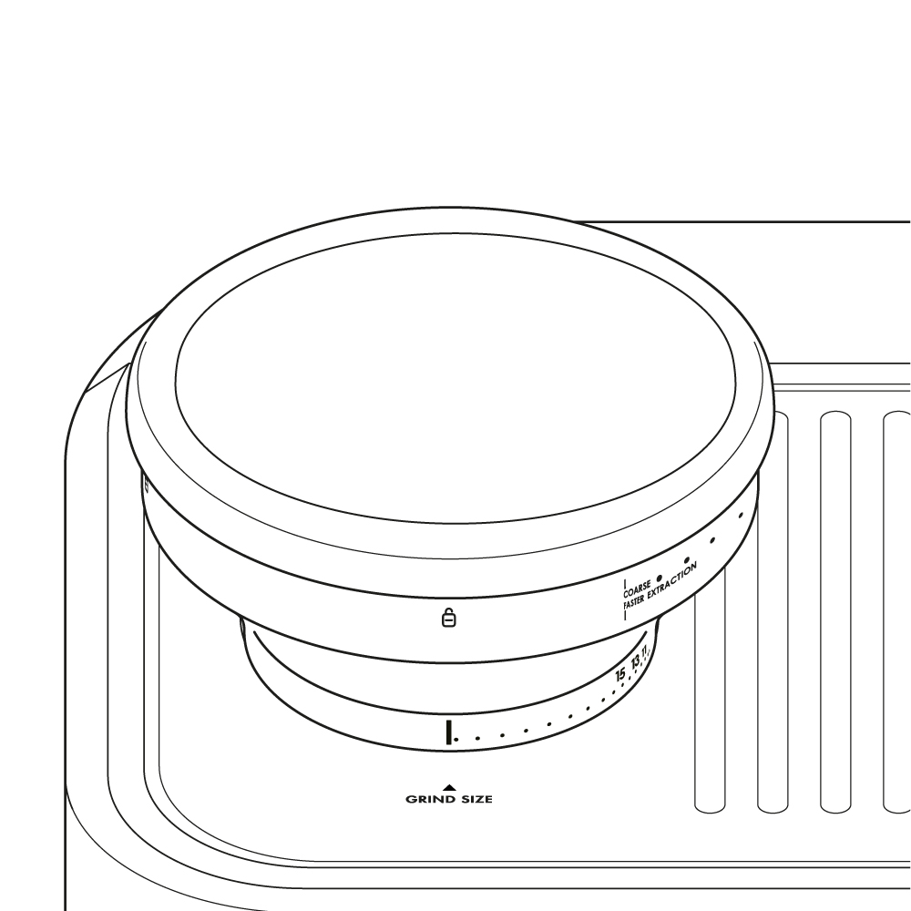 Diagram showing Step 2 of how to mount the bean hopper to the coffee machine