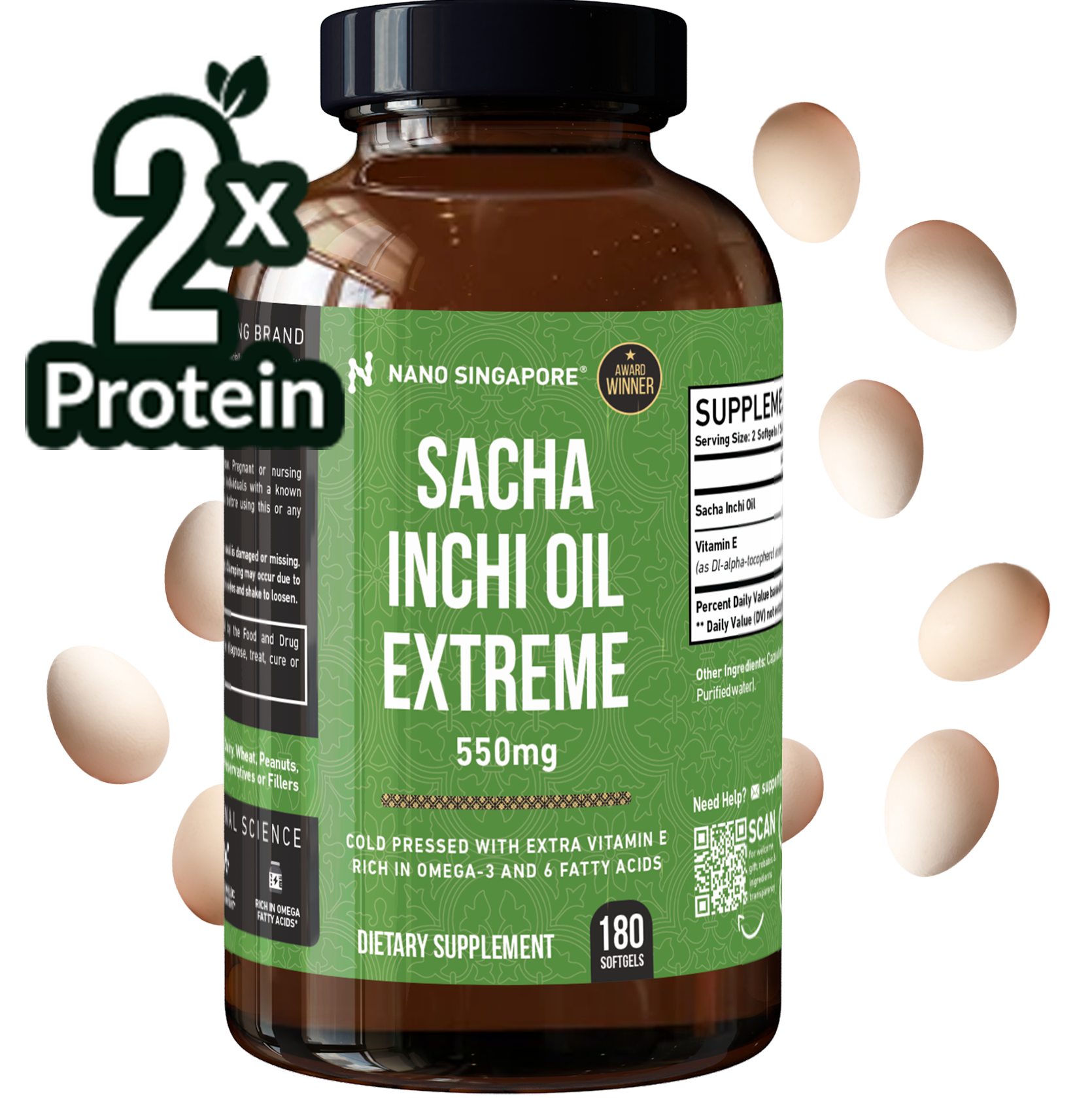 Sacha inchi oil capsules containing 7x more fibre than leading vegetables