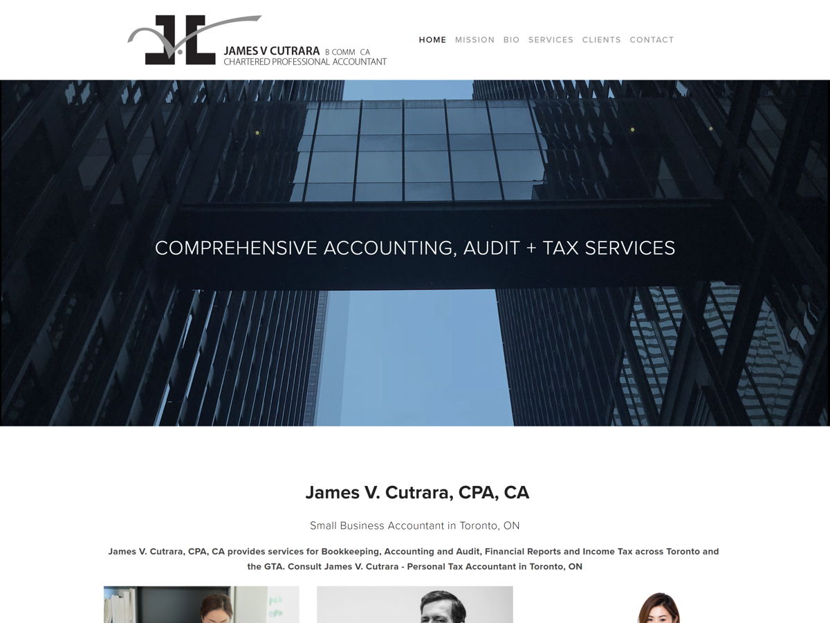 Screenshot of James V Cutrara, from the accountant websites collection.
