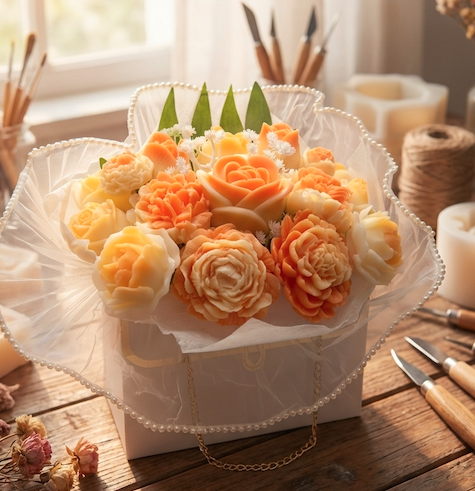 Coconut & Mandarin Soap Flower