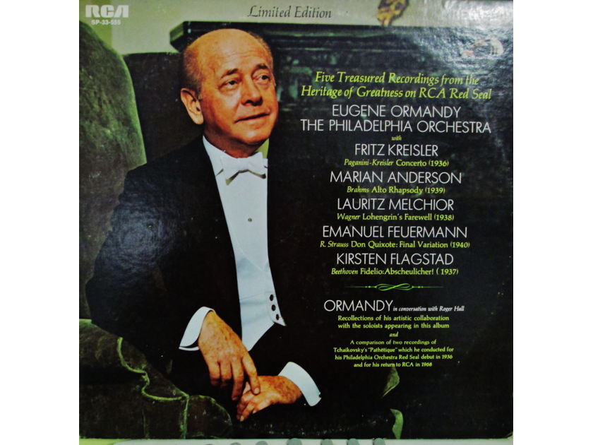 EUGENE ORMANDY (VINTAGE CLASSICAL LP) - FIVE TREASURED RECORDINGS ON RCA RED SEAL (1969) SP 33 555 (LIMITED EDITION)