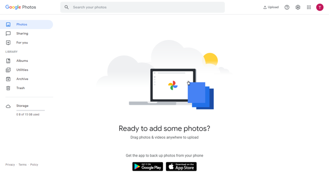 Google photos dashboard
