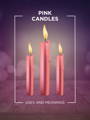 pink candles candle magiic 101 meaning icon with three lit candles and a purple and pink bokeh background