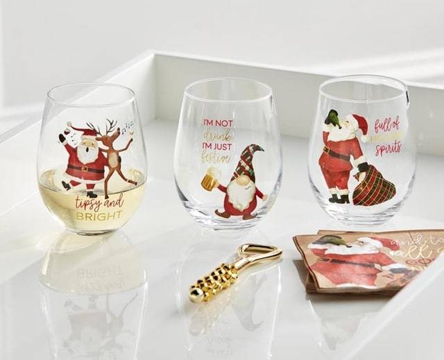 mudpie holiday wine glasses tipsy and bright
