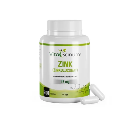 Zink - Zinkgluconat - 15mg 200 Tabletten