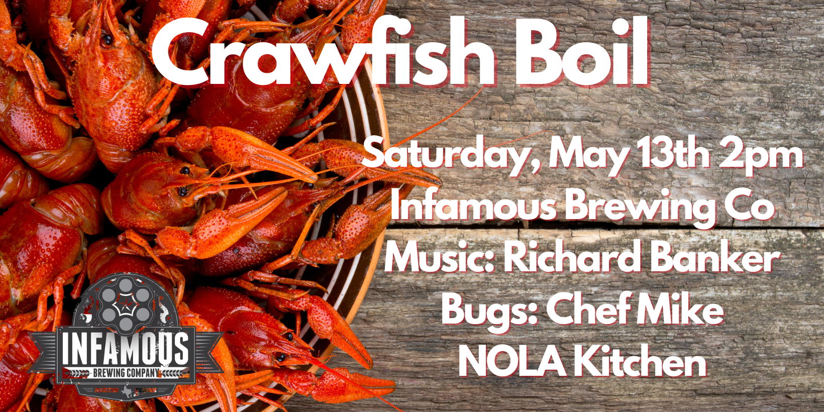Crawfish, Live Music and Infamous Beer promotional image