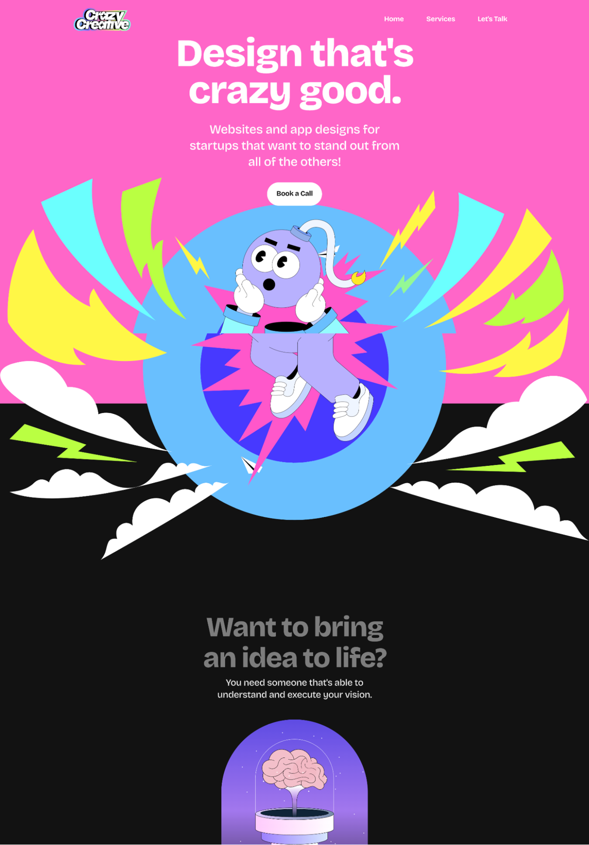 Screenshot of Crazy Creative , from the  framer websites collection.