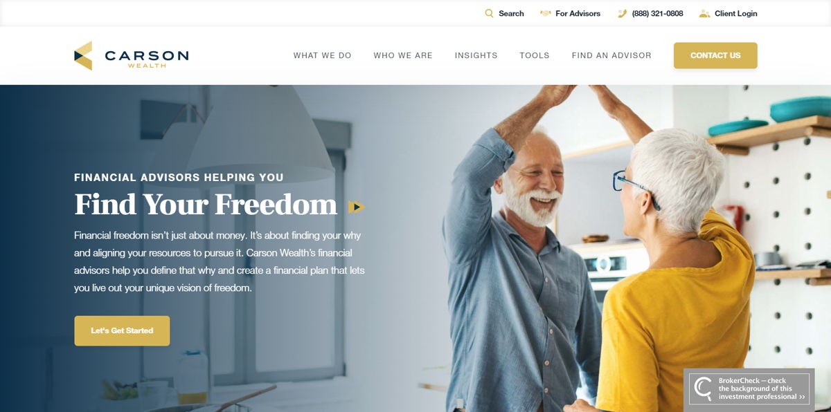 Screenshot of Carson Wealth, from the financial advisor websites collection.