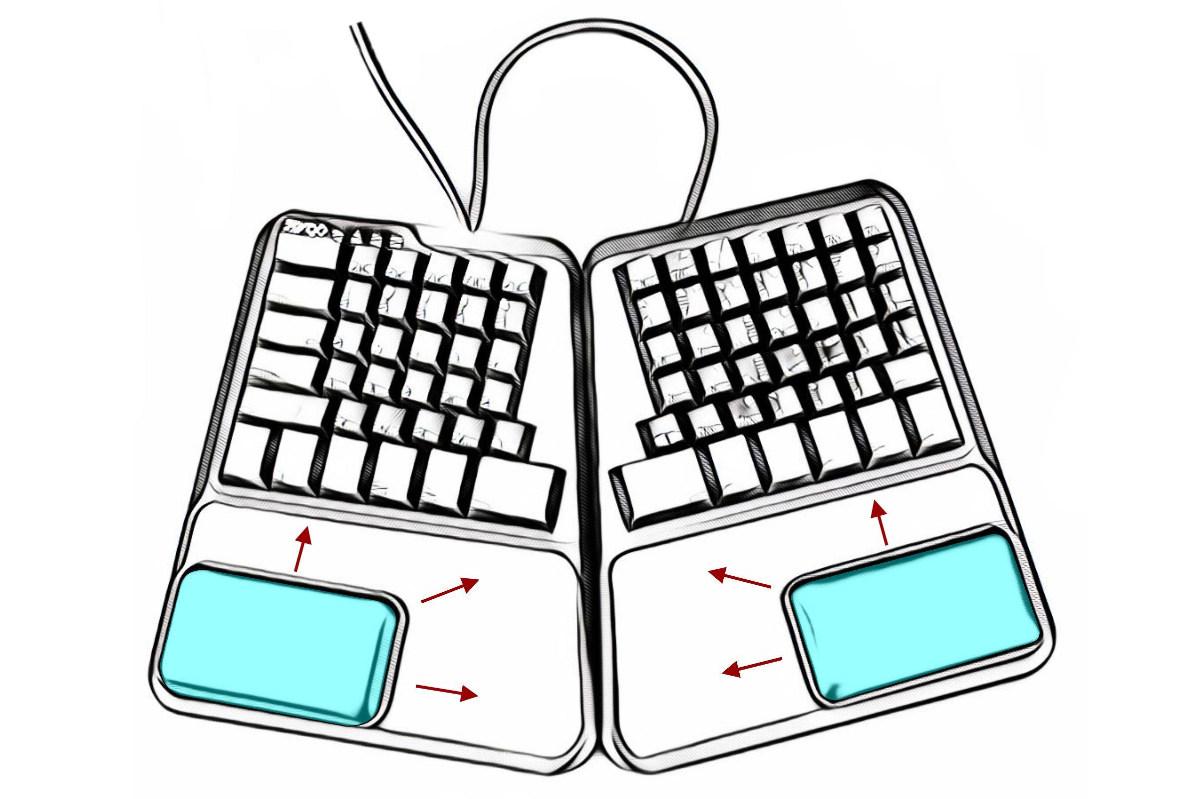 Zergo freedom mechanical keyboard sliding palm rests