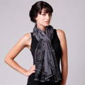 black lace detailed silk scarf for 8th wedding anniversary as worn