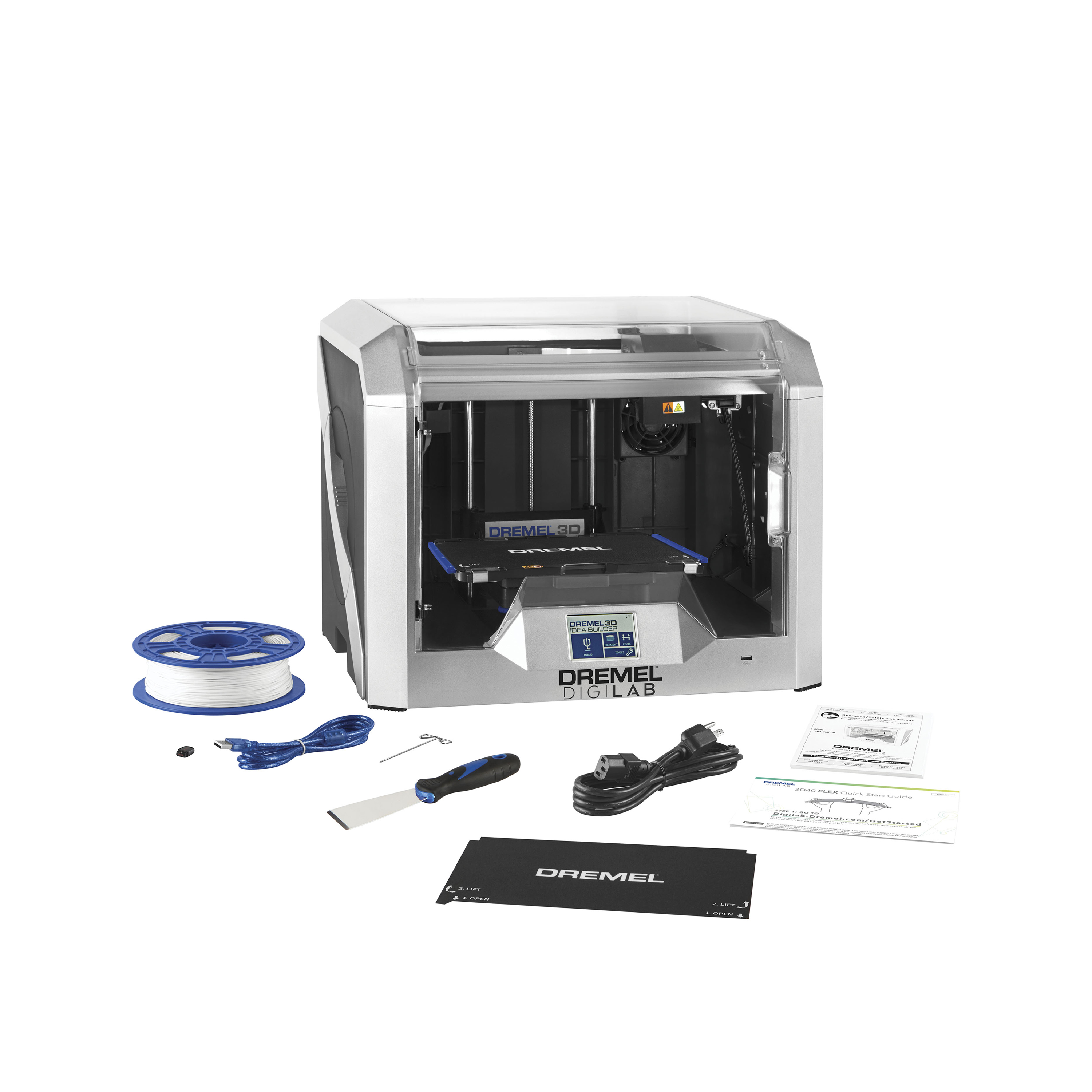 Image of 3D40-FLX-01 3D printer kit with all included contents