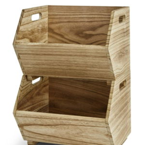 Better Homes & Gardens Adult Natural Wood Stacking Storage Bin Set 2-Piece