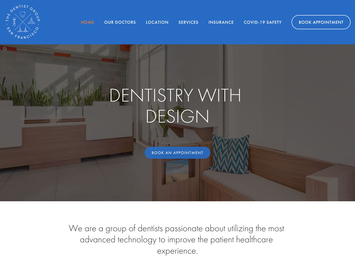 Screenshot of The Dentist Group, from the dentist websites collection.