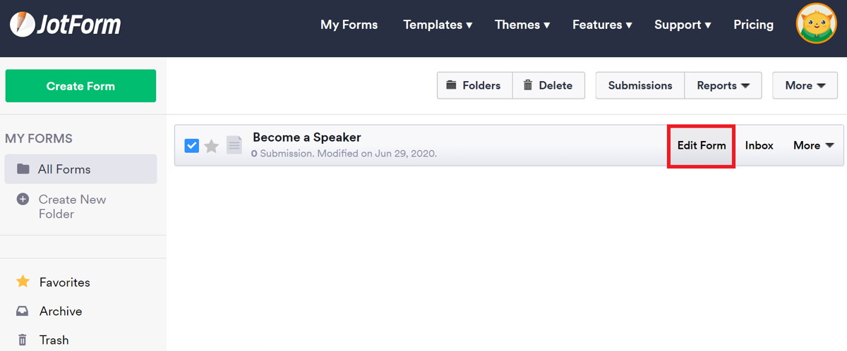 JotForm Forms Tab JotForm Forms Tab