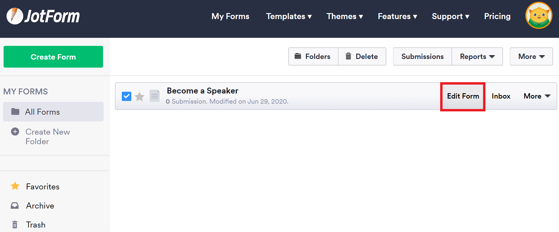 Jotform Forms Tab