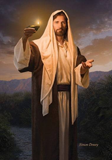 Jesus holding a lantern and extending His hand.