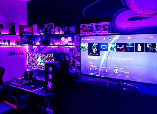 gaming room with led lights