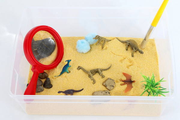 Dinosaur Excavation Themed Sensory Bin